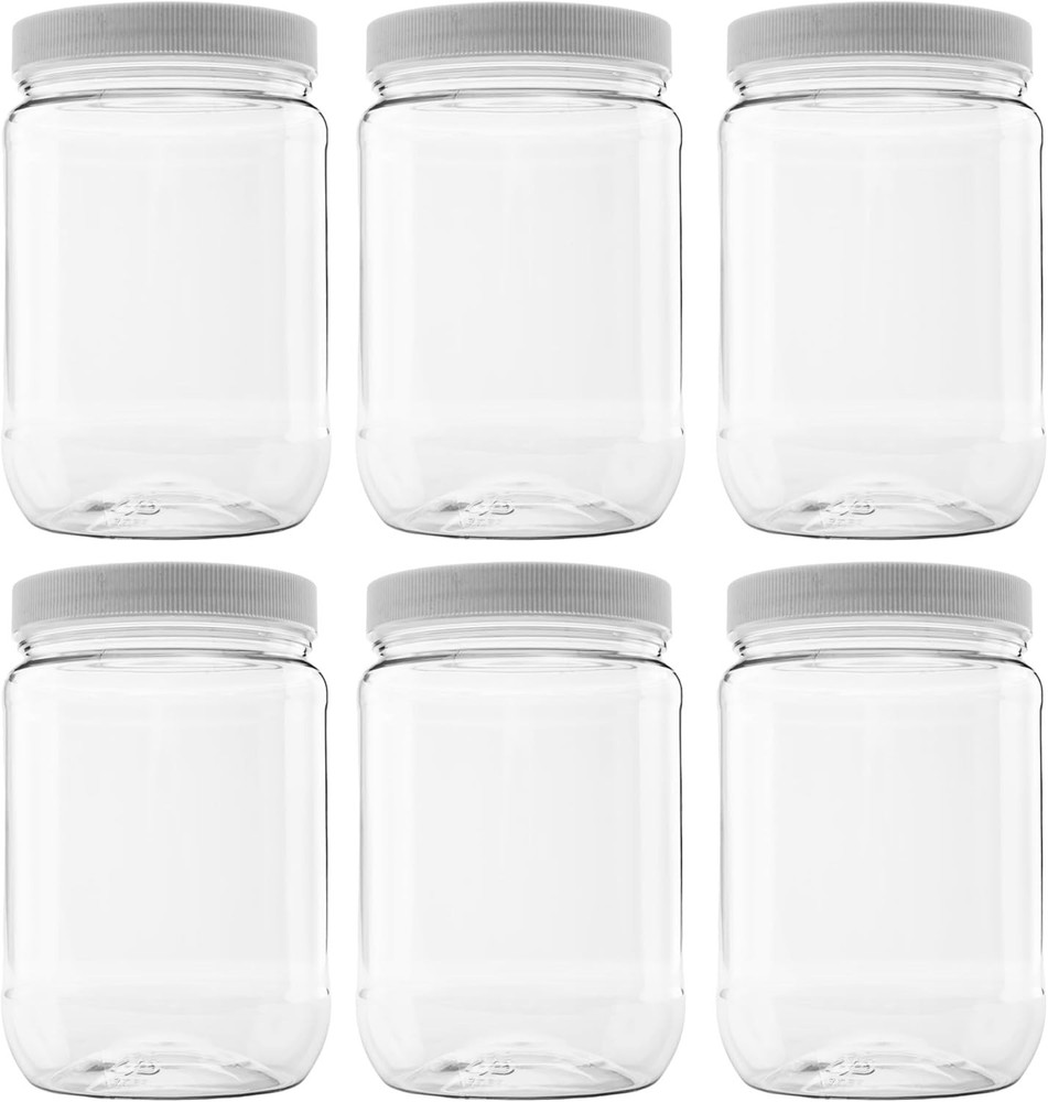 CLEARVIEW 1 Quart Plastic Jar - 6 Pack | Containers and Organization 32 Ounce...