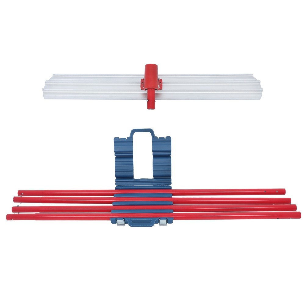 Red Concrete Bull Float Kit 48" × 8" Round End Concrete Float Tool With 4 Rods