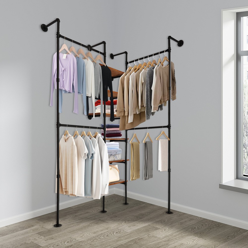 Wall Mounted Clothes Rack, Industrial Pipe Clothes Rack Multi-Purpose