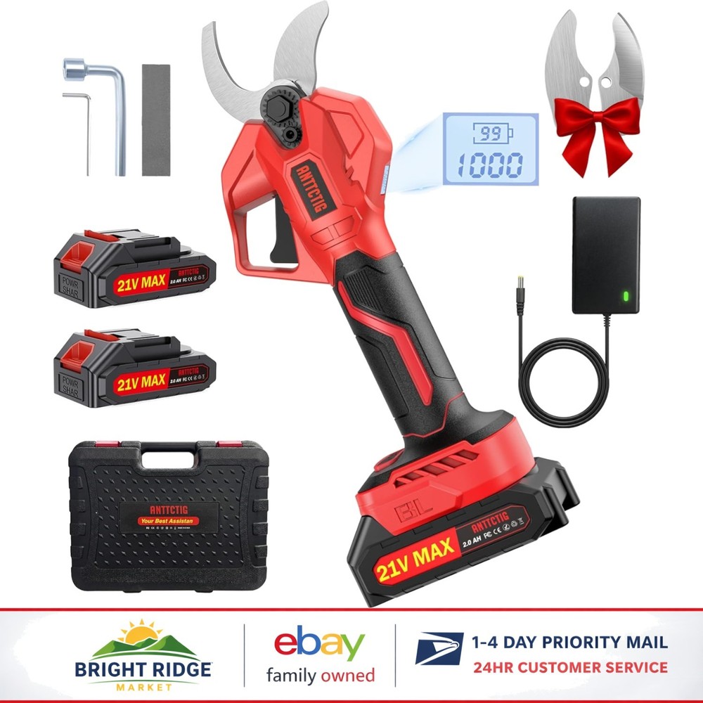 Cordless Electric Pruning Shears with 2.56 Inch Cutting Diameter & Extra Blades