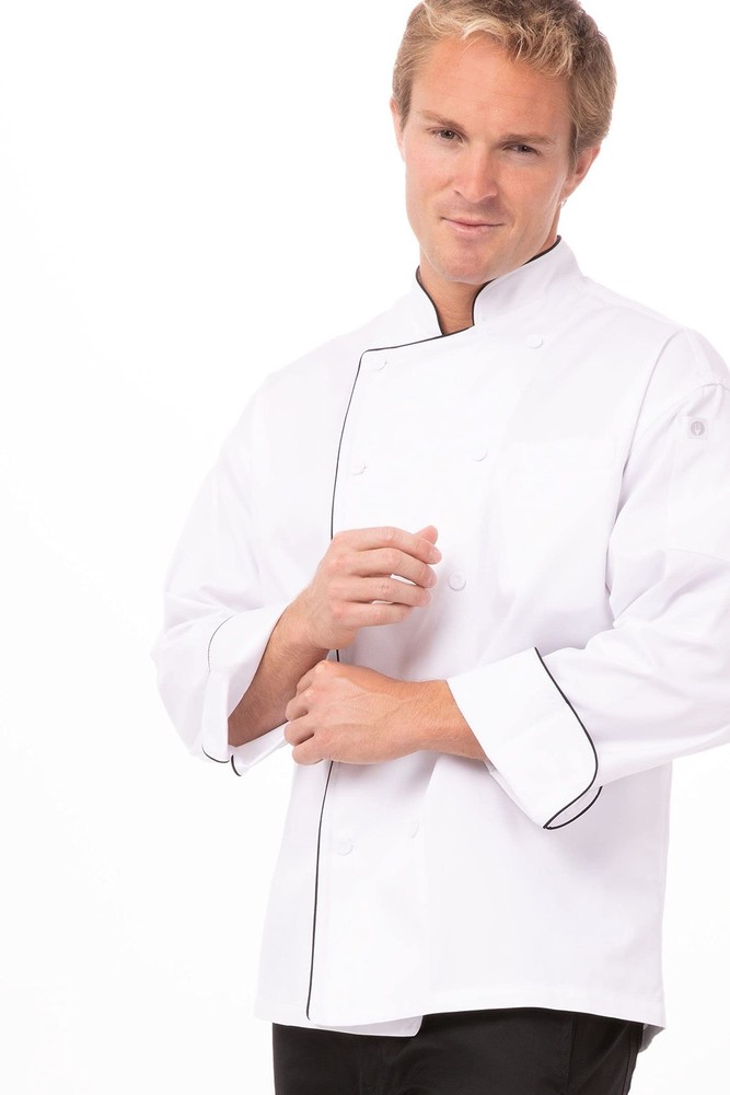 Chef Works Men's Sicily Executive Chef Coat, White, Large