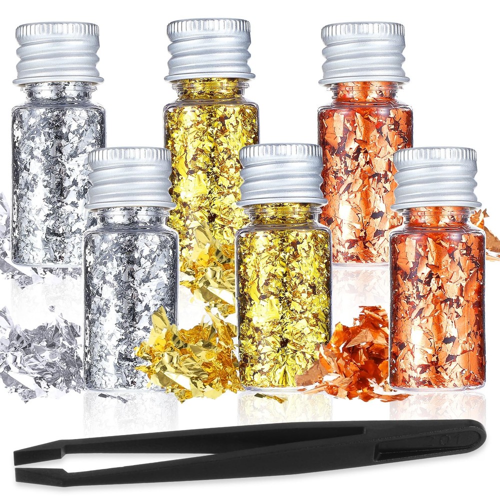 6Pcs Decorative Gold Leaf, Multifunction Flakes Cake Decoration Baking...