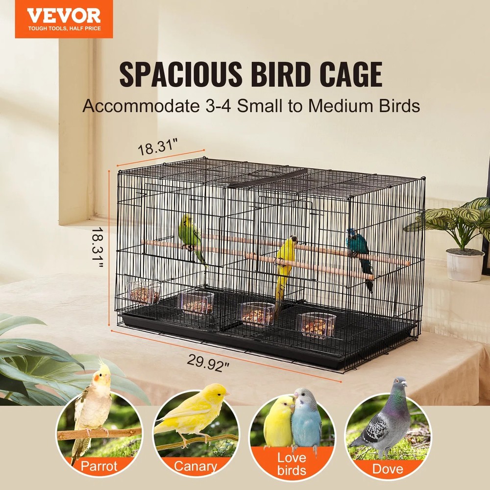 30-inch Flight Bird Cage, Stackable Divided Small Parakeet Cage for Parrots Cana