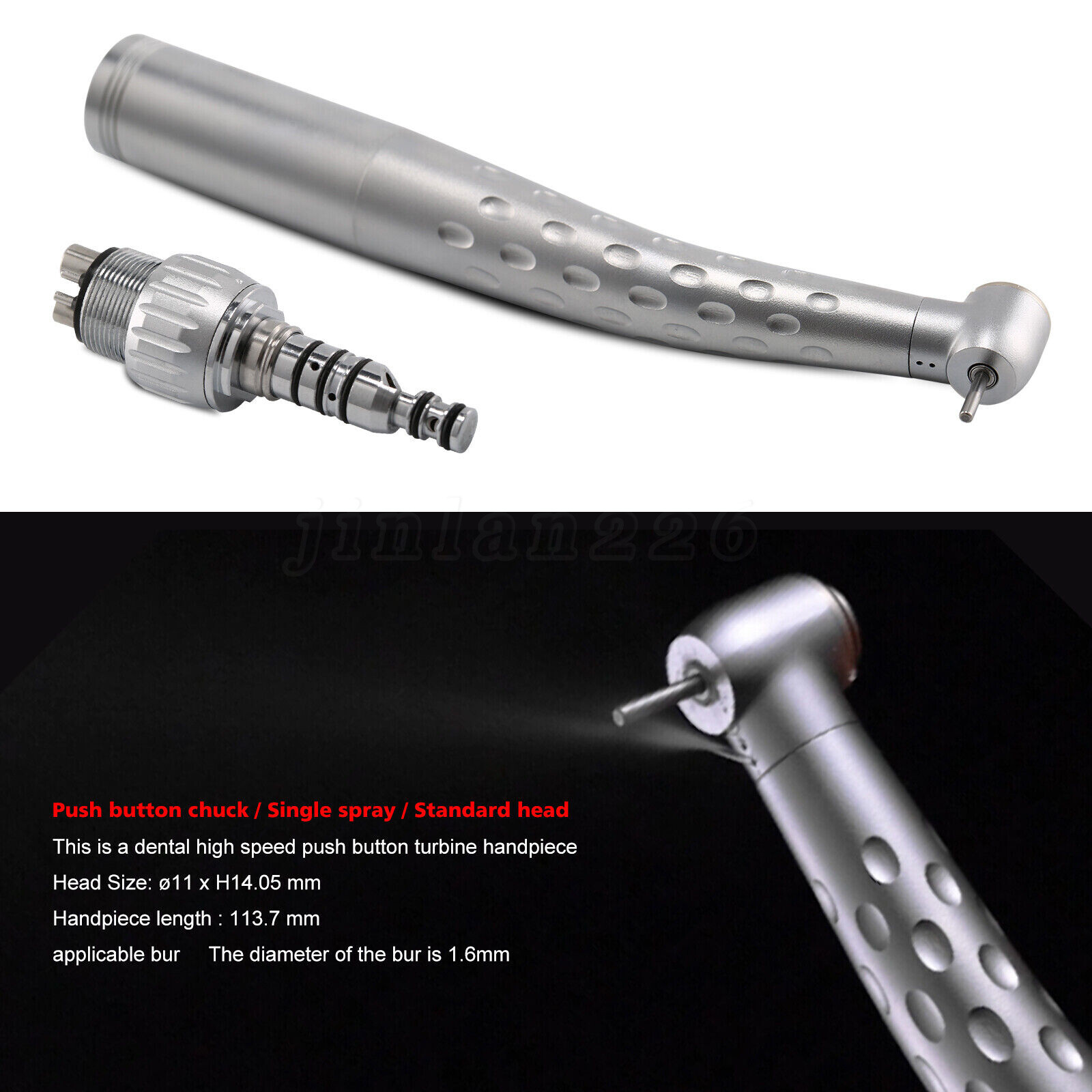 5x Dental Handpiece High Speed Push w/ 4Hole Quick Coupler 360 Swivel YABANGBANG