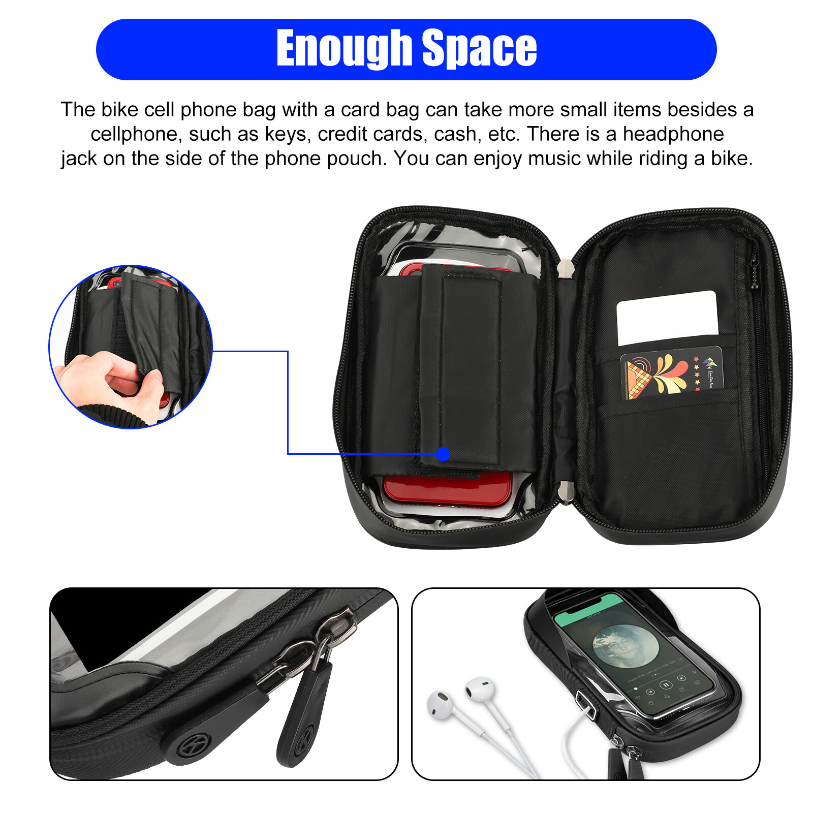 360 Rotation Motorcycle Bicycle Bike Handlebar Cell Phone Mount Holder Bag Case
