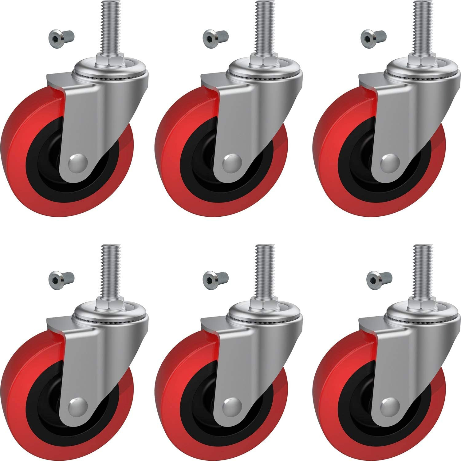 6 Pack Creeper Wheels 2.5 Inch Heavy Duty Swivel Caster Wheel Creeper Cart