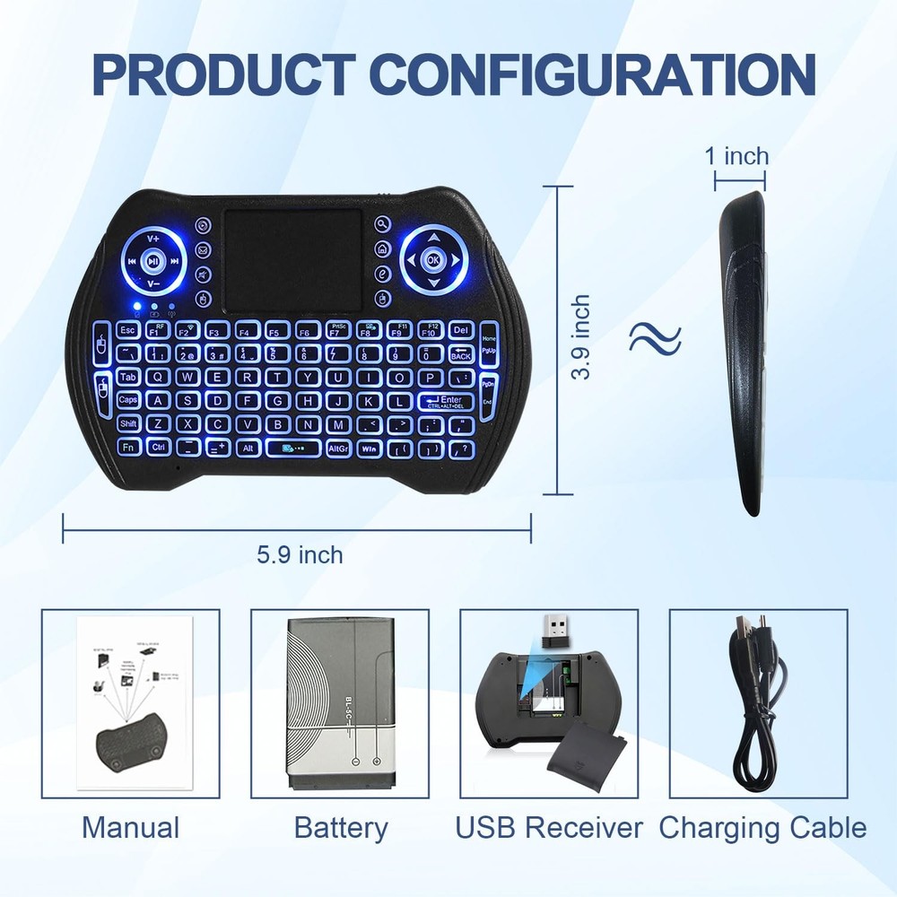 Mini Wireless Keyboard Touchpad Remote for Smart TV PC