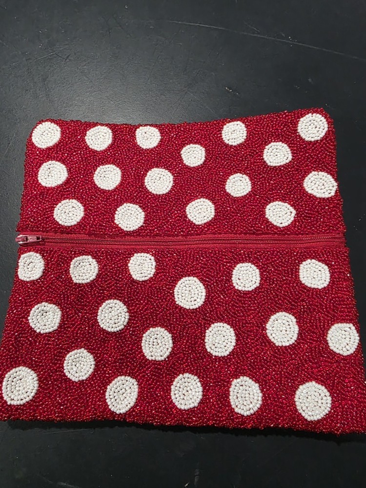 Red Polka Dot Beaded Clutch