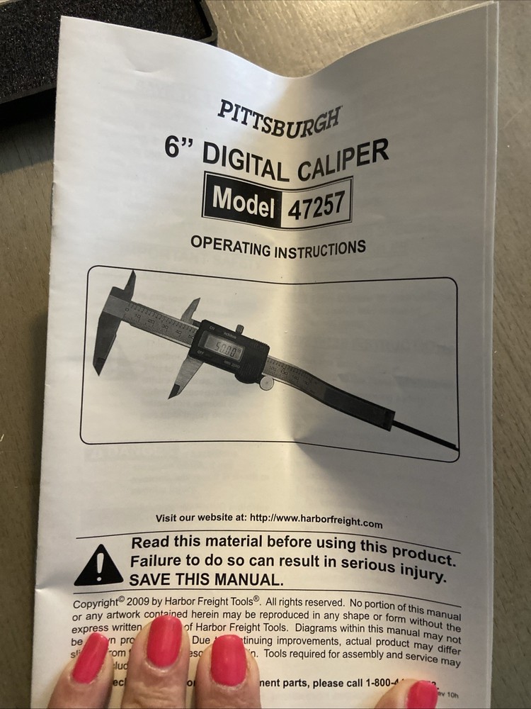 Pittsburgh 6”Digital Caliper. Model 47257