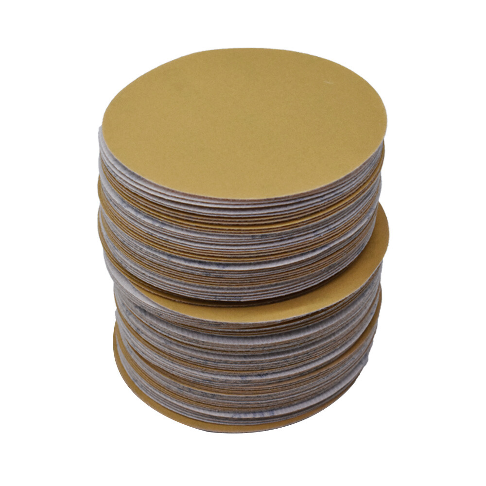 100 Pcs 320 Grit 5" NO-Hole Disc Hook Loop Pads Sanding Discs Flocking