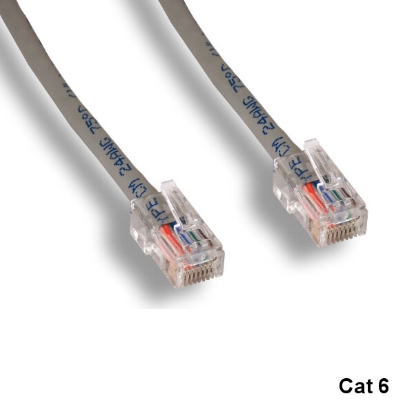 KNTK Gray 1ft Cat6 UTP Non-Booted Ethernet Patch Cable 24AWG 550MHz Networking