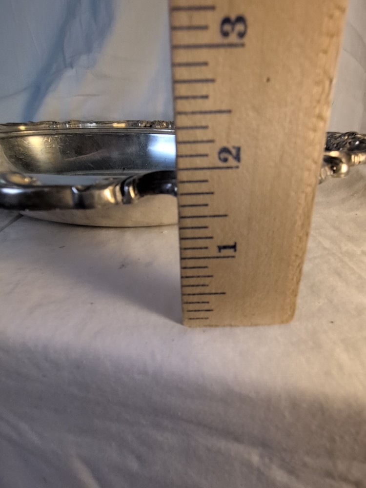 Vintage EGW&S Silverplate Serving Tray Ornate Scroll Edge 13” Platter Copper Mou