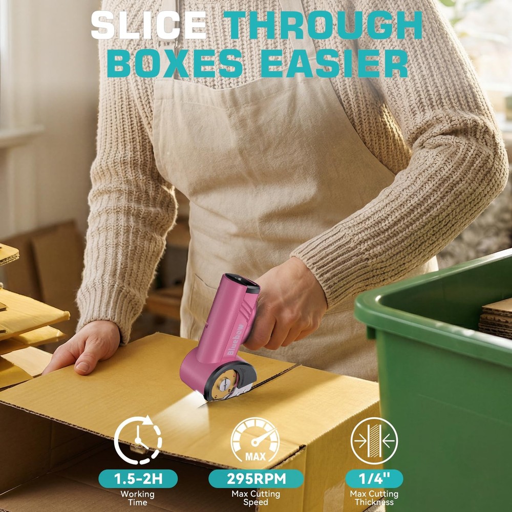 Cordless Scissors, Rechargeable Cardboard Cutter with Light, 4-Speed Settings...