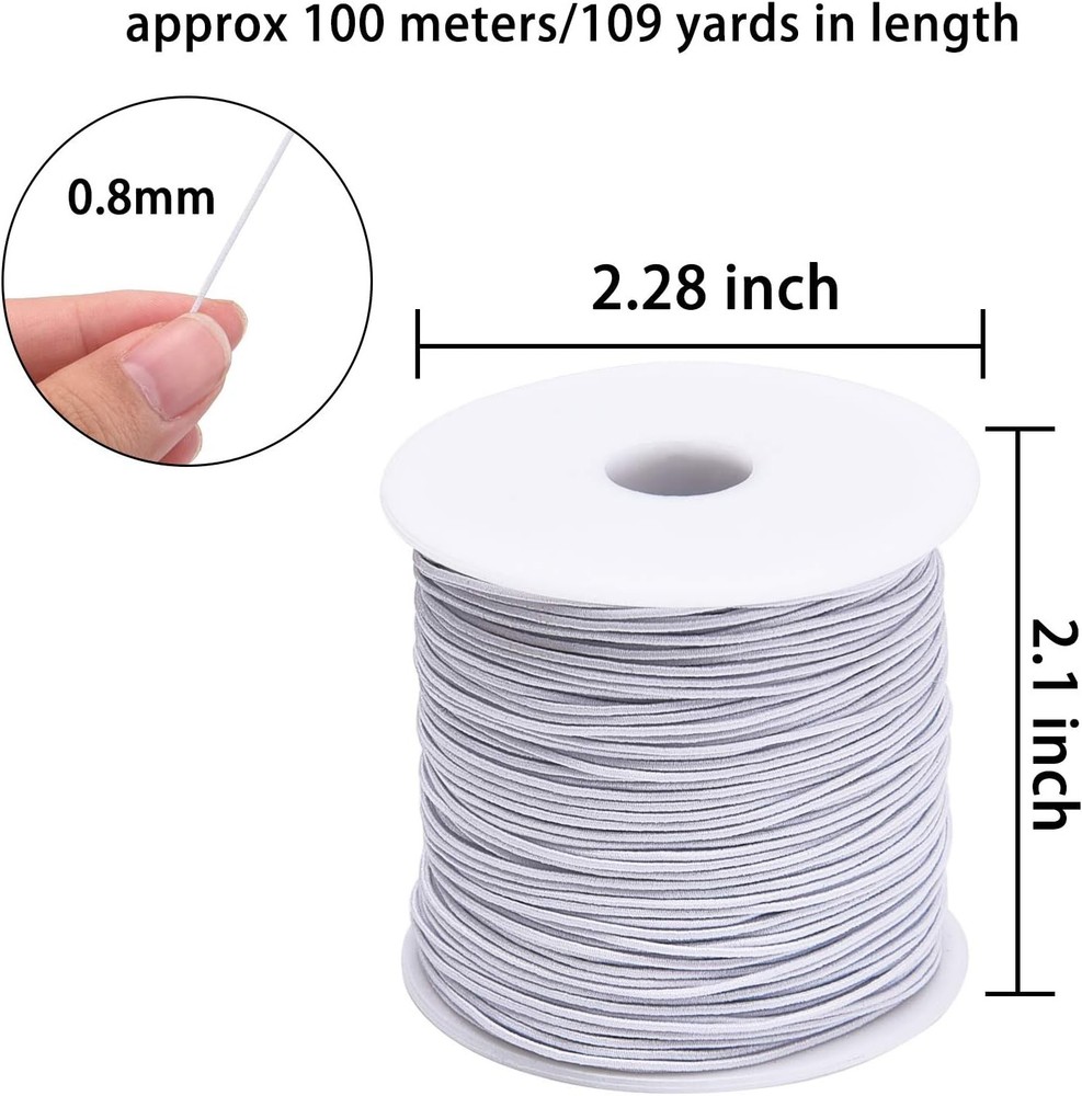 0.8 mm Elastic String Cord Thread Cords for Jewelry Making Bracelets White