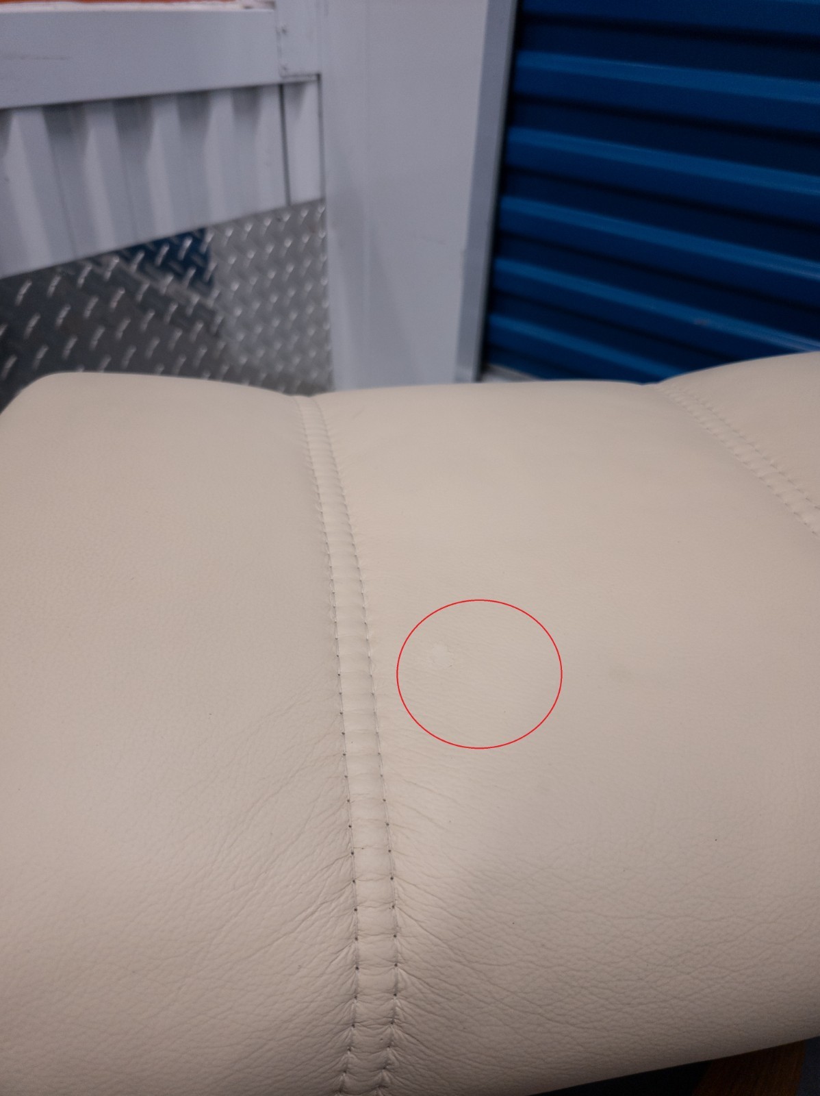 Ekornes Stressless Cream Colored Leather Ottoman | Tilt Function | Teak