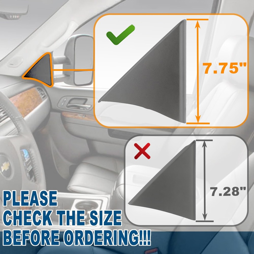 APPERFiT Front Door Upper Trim Panel Triangle Cover (Gray) Size 7.75'', Gray