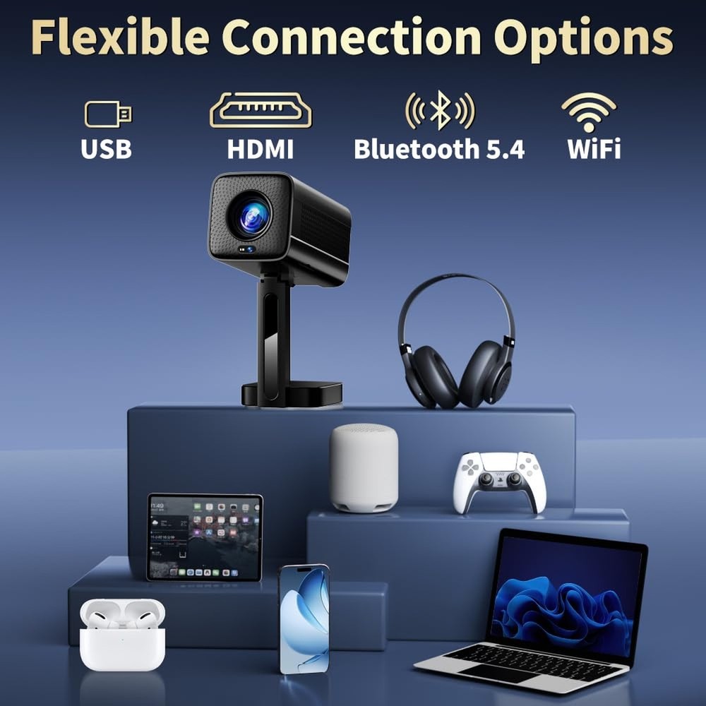 Mini Projector [Built-in Apps & 2026 Upgraded] Support 4K 1080P Auto Focus & ...