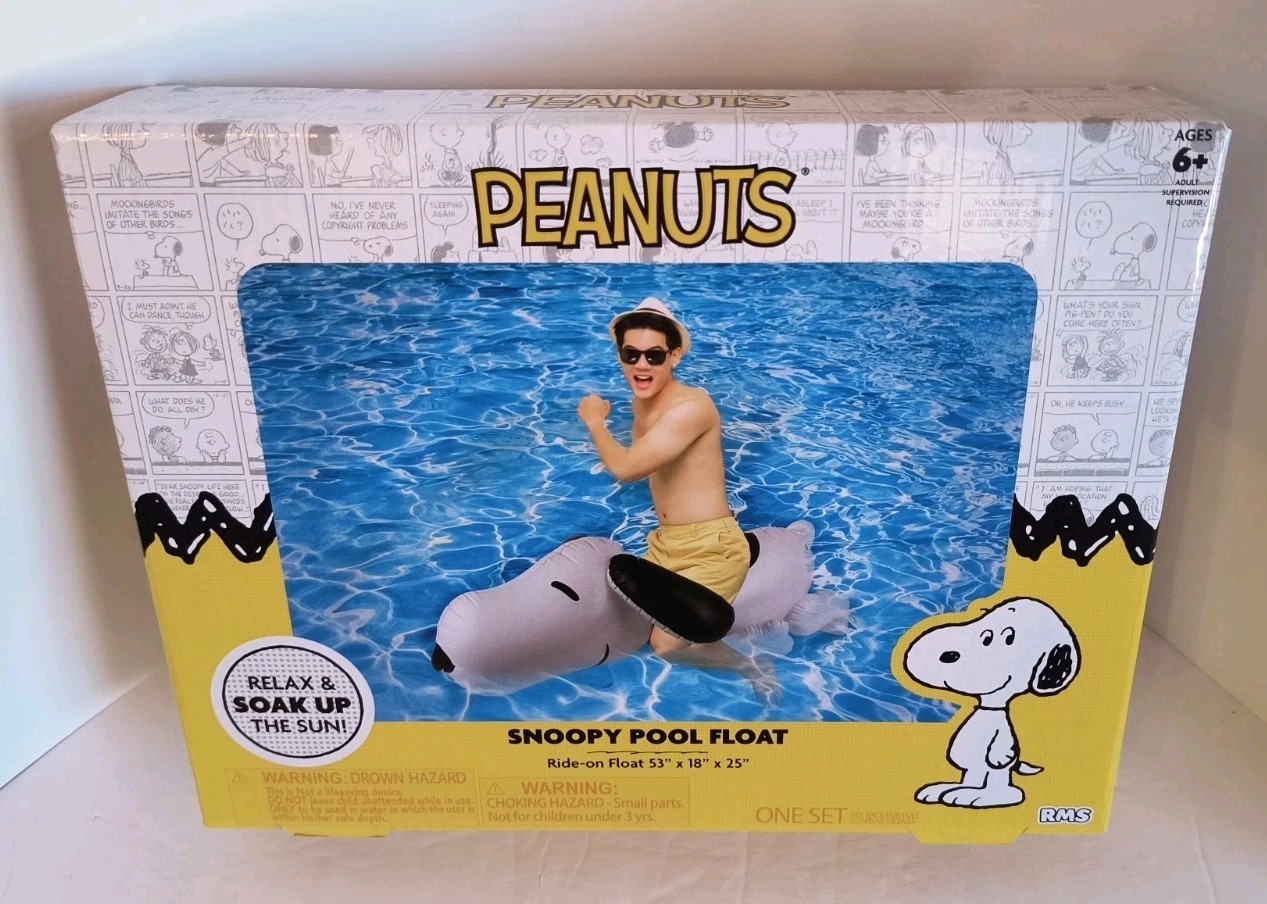 Peanuts SNOOPY Ride-On Pool Float 53" x 18" x 25" Relax & Soak Up the SUN! NEW!