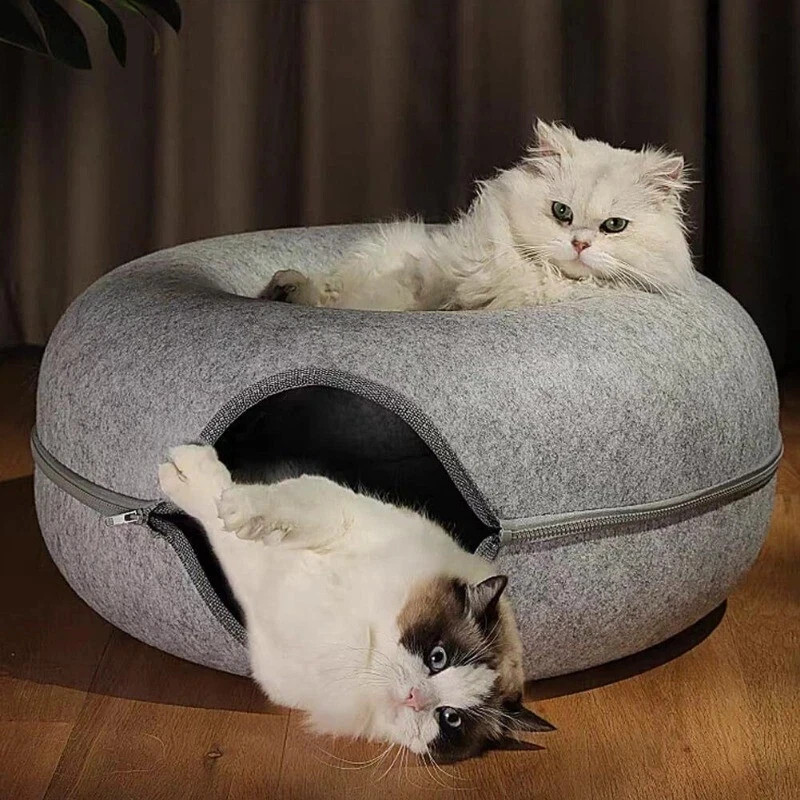 Cat Cave EXTRA LARGE Cat Tunnel Bed Indoor Cats,Cat Donut