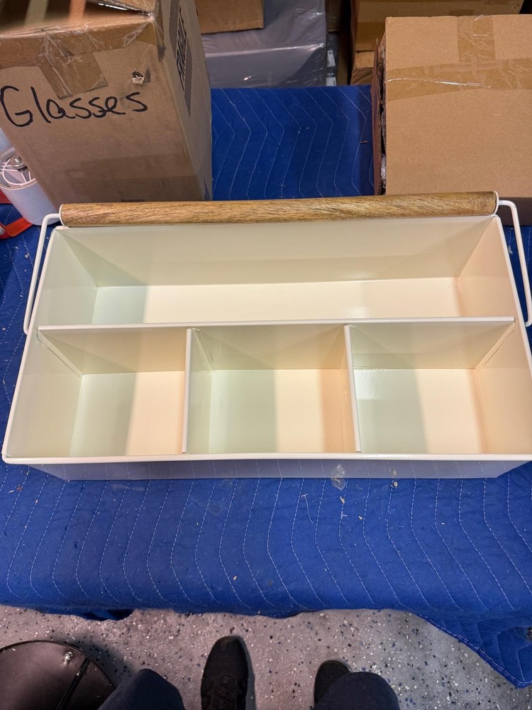 Multi-Compartment Organizer with Wooden Handle