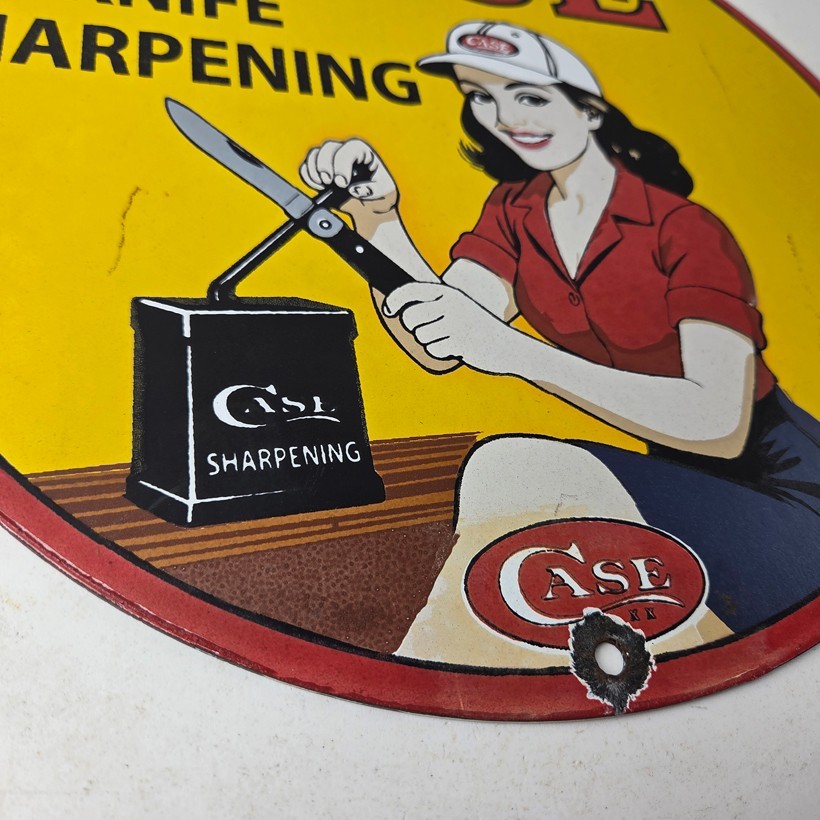 Vintage Case xx Knives Sign - Porcelain Service Station Store Advertisement Sign