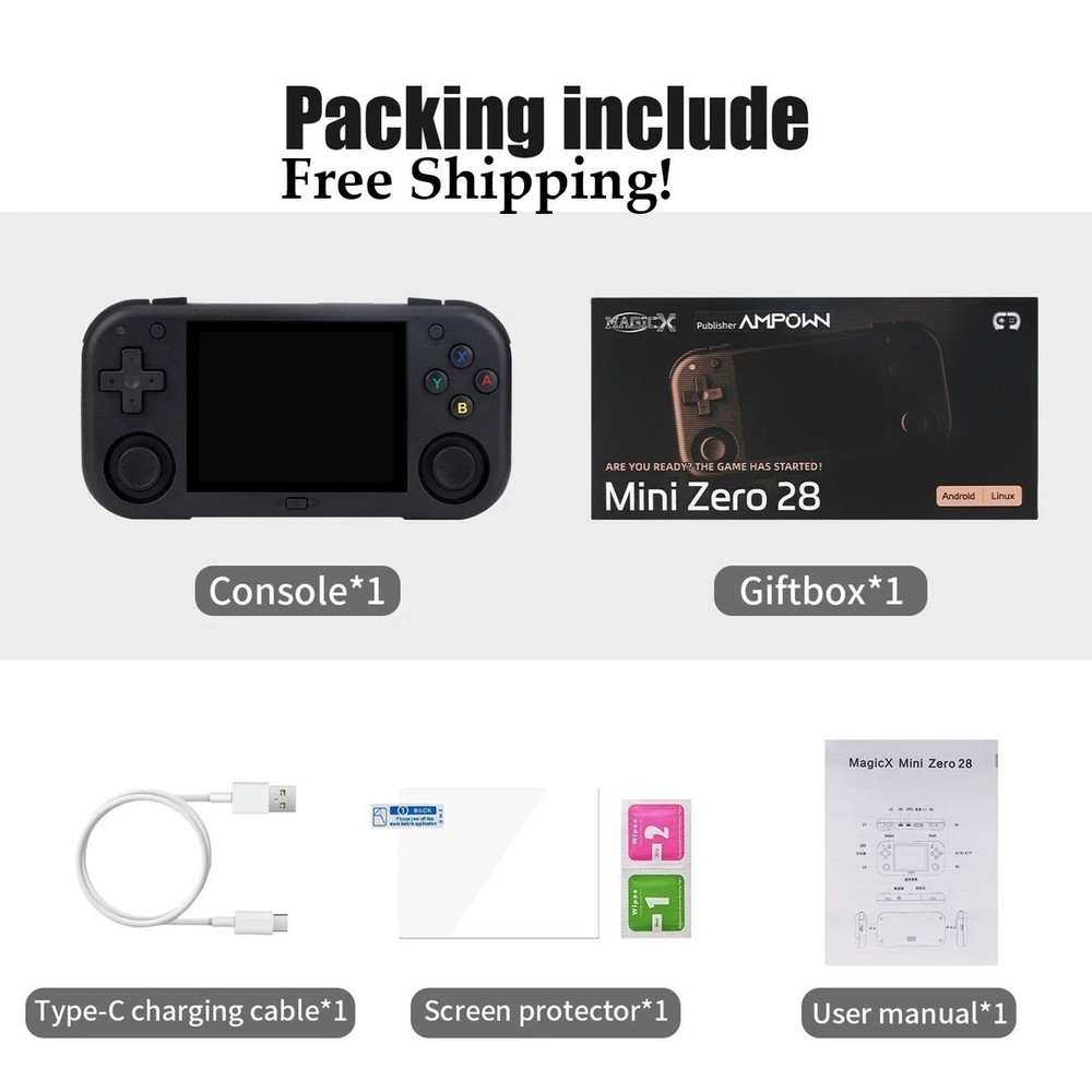 MagicX Mini Zero 28 64GB Emulation Handheld Game Console, NEW