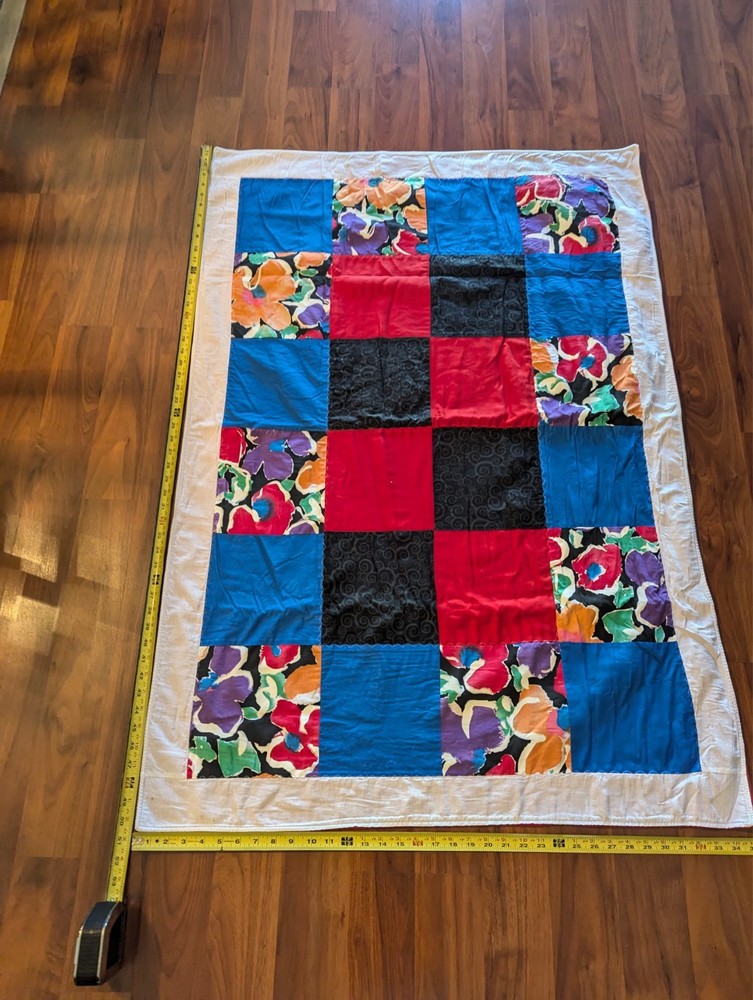 Patchwork Lap Quilt Blanket Throw Multicolor 50”x 35” - Please See Video