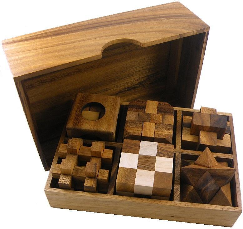 6 Wooden Puzzles Gift Set