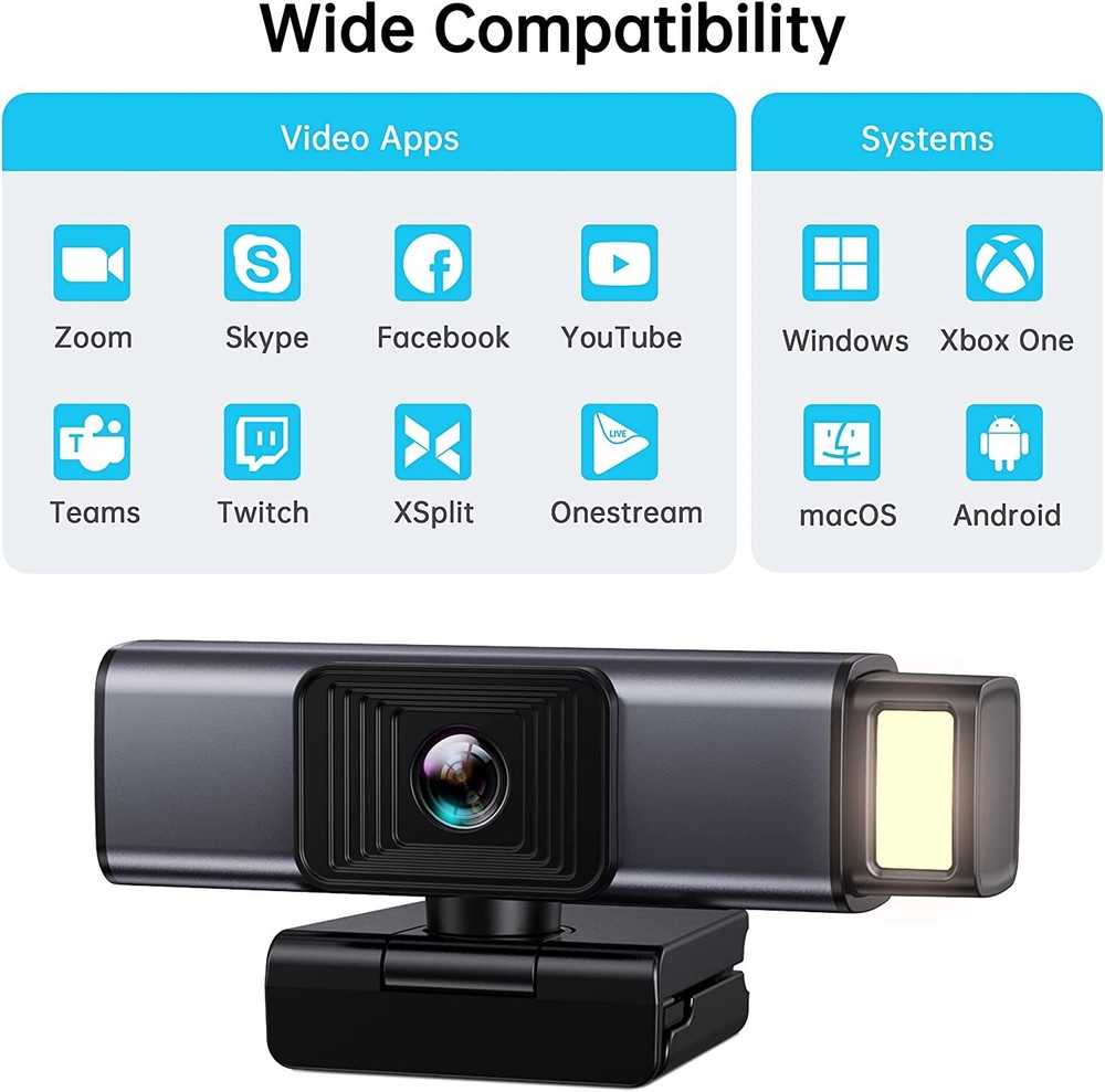 FHD 1080p Webcam with Mic &Privacy Protection, USB Plug&Play Computer Camera