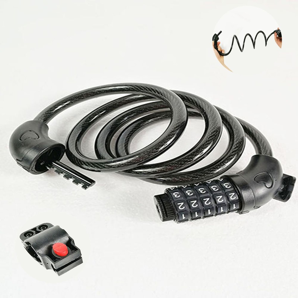 1 PC Black Bicycle Lock Cable Chain Lock 5 Digit Combination Password 40" Long