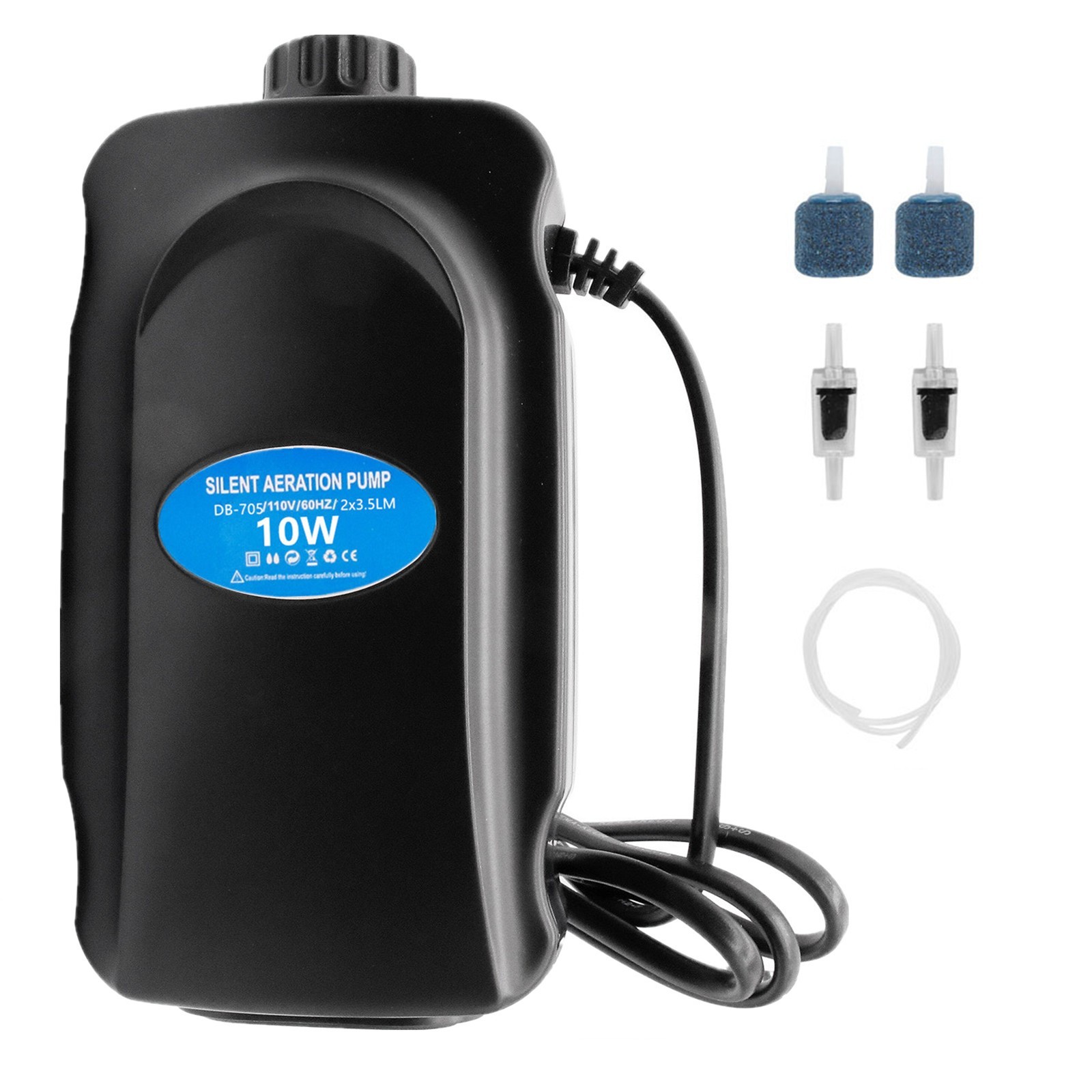 100 Gallon  10W Adjustable Silent Oxygen Air Pump for Aquarium Fish Tank 40 inch