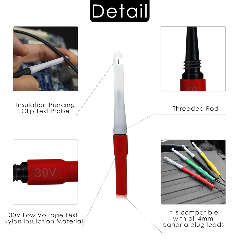 Piercing Clip Test Probe, 0.7Mm Test Probe Pins, Non-Destructive Insulation W...