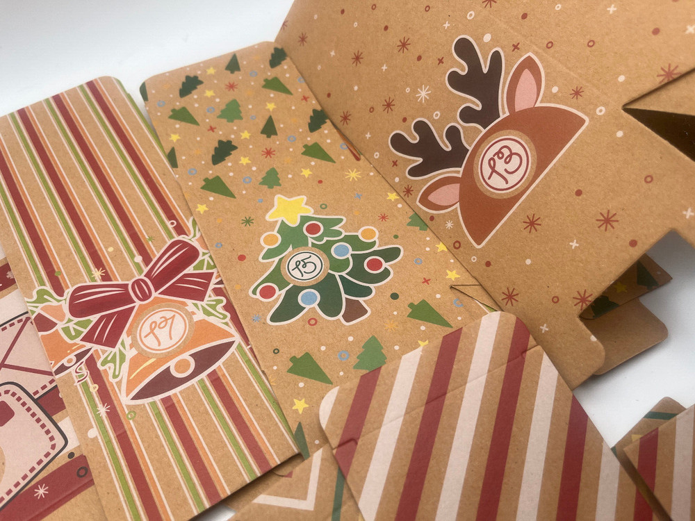 24 Mini Christmas Boxes Small Christmas Gift Boxes 2.75" square numbered advent