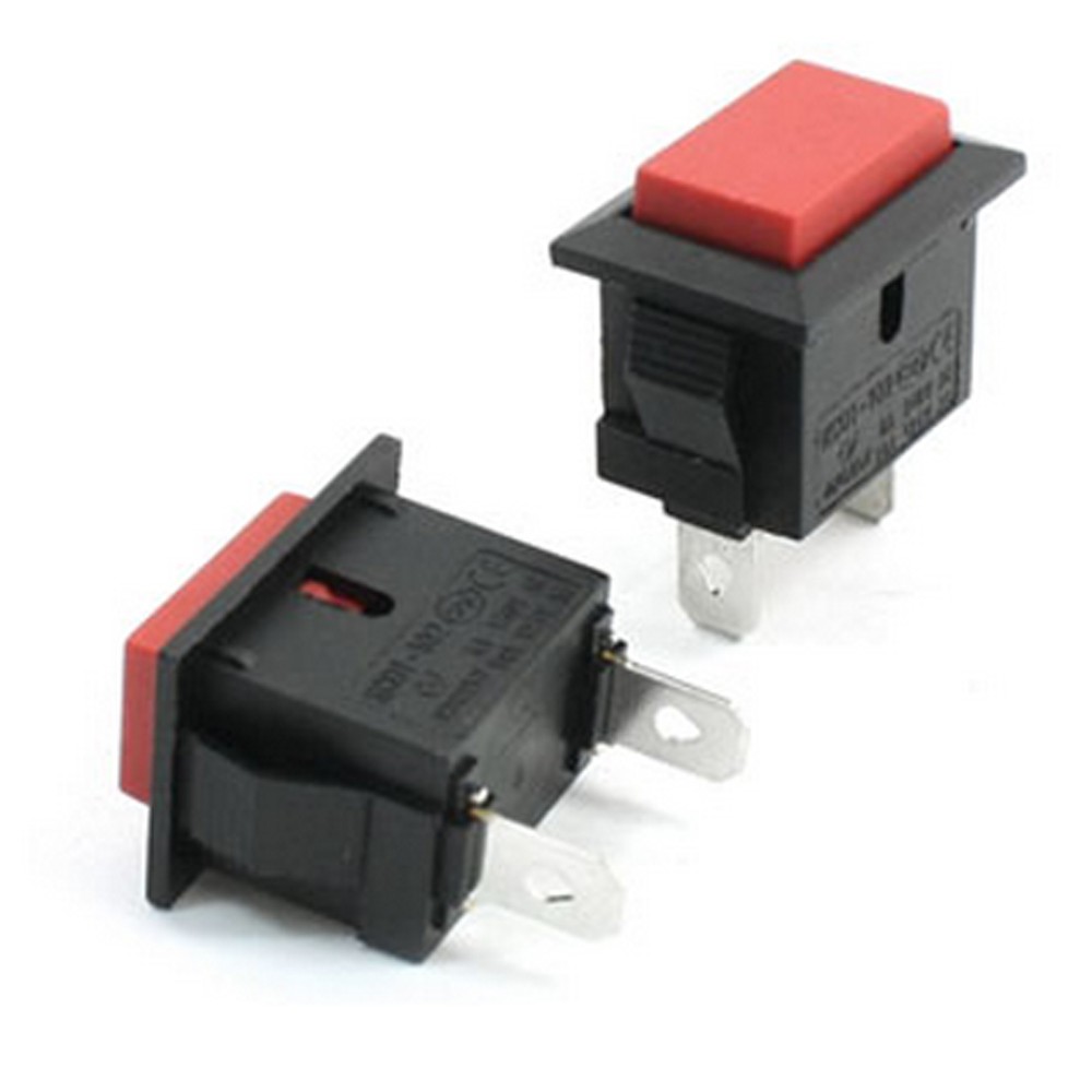 10pcs Red Cap Rectangle Momentary NO 2 Pins Push Button Switch SPST