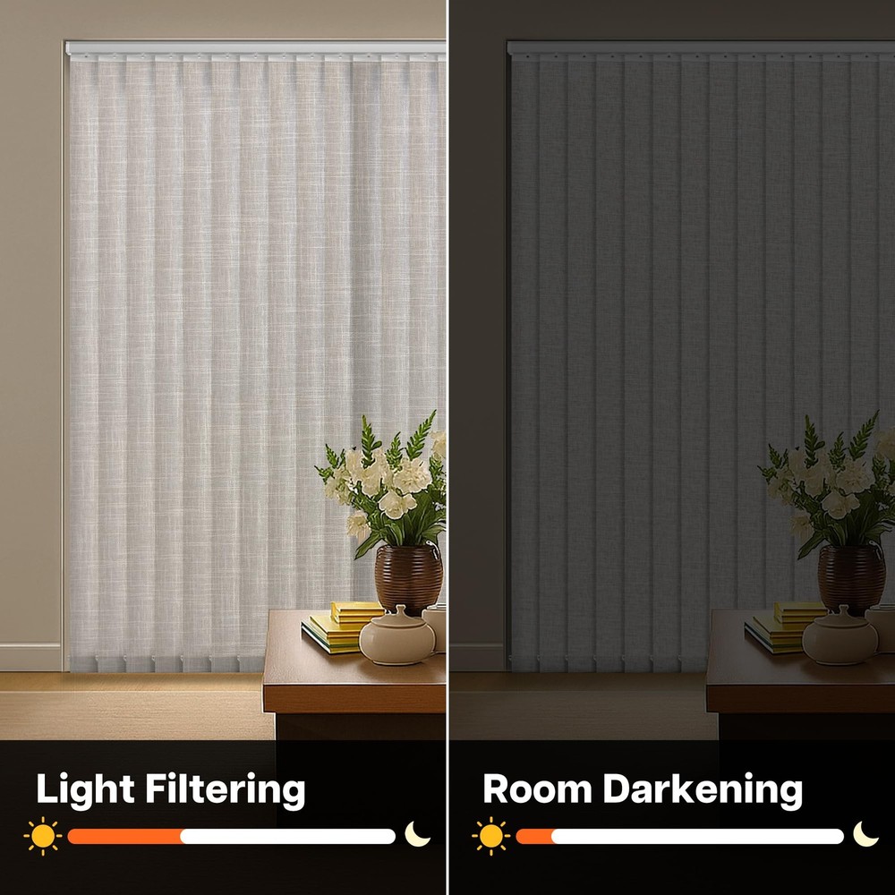Light Filtering Vertical Blinds Replacement Slats – Polyester Fabric for Slid...