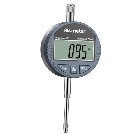 Digital Dial Indicator with Large LCD Display,0-1" (0-25.4mm) Range, 0.0005"