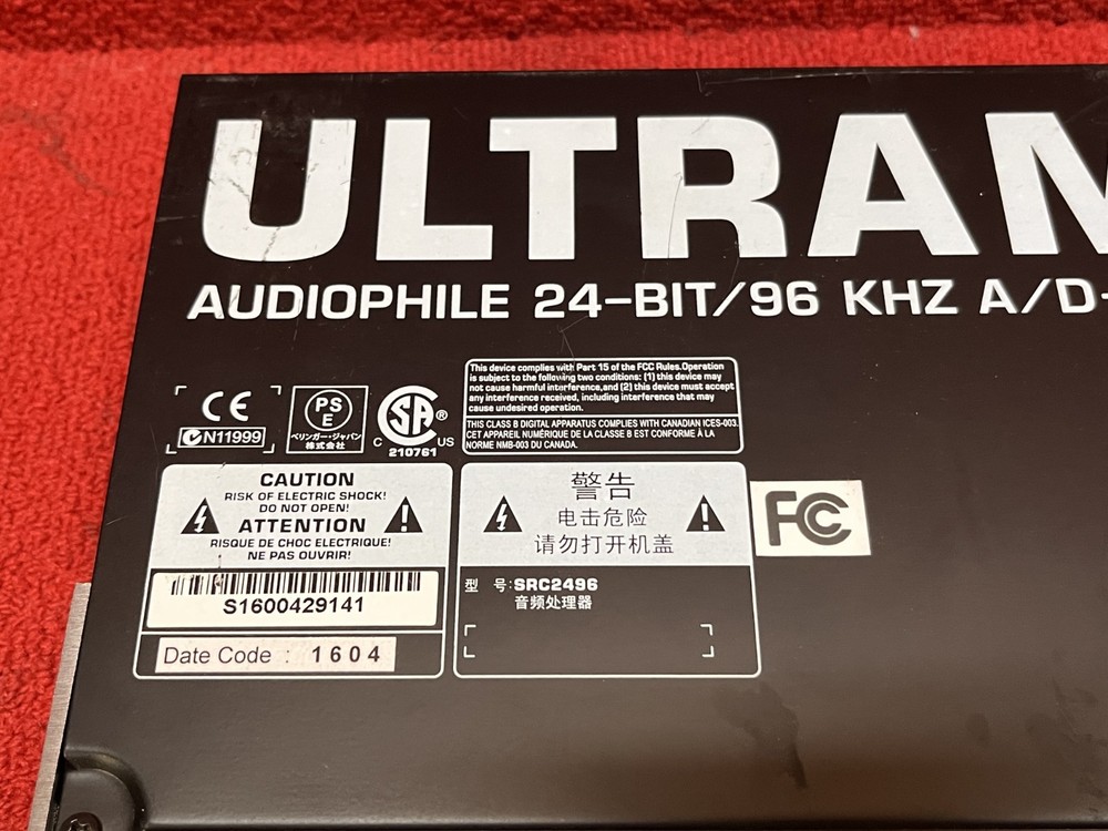 Used Behringer Ultramatch Pro SRC2496 AD/DA Sample Rate Converter Good Condition