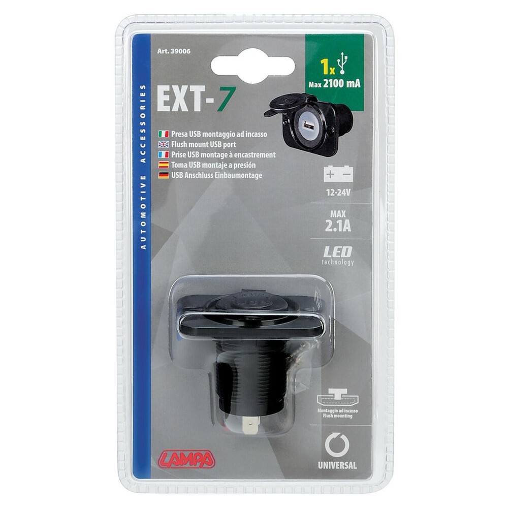 USB Socket Lamp Ext-7 Recessed Mount 12/24V