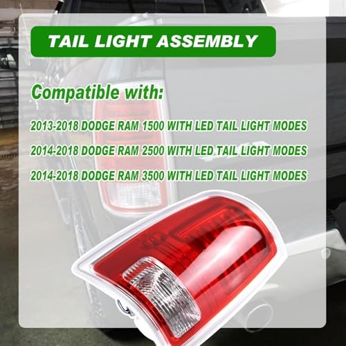 LED Tail Light Assembly Compatible with 2013-2018 Dodge Ram Driver Side
