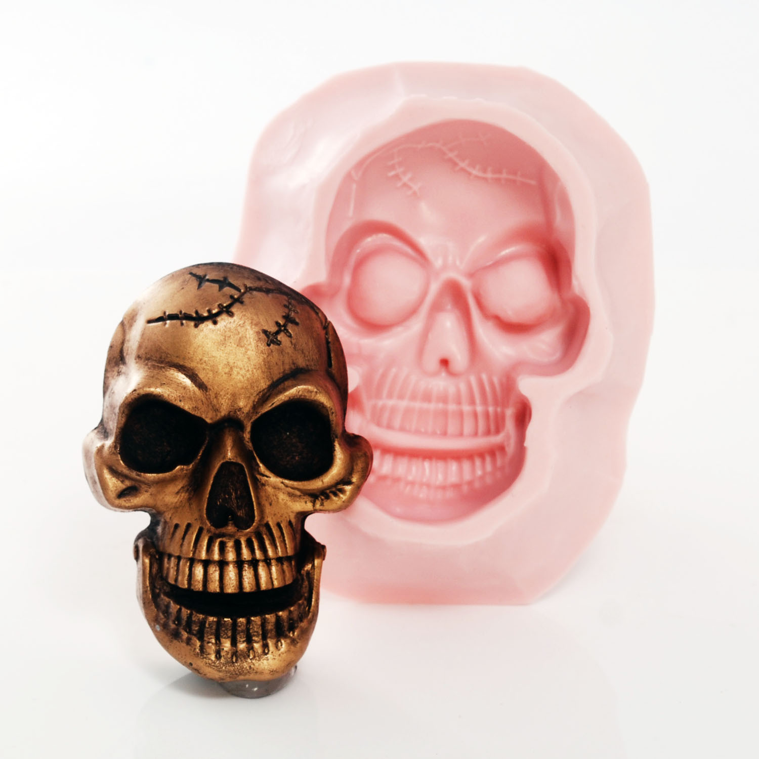 Large Skull Silicone Mold - Food Safe Chocolate - Soap, Wax, Resin, Clay (557)