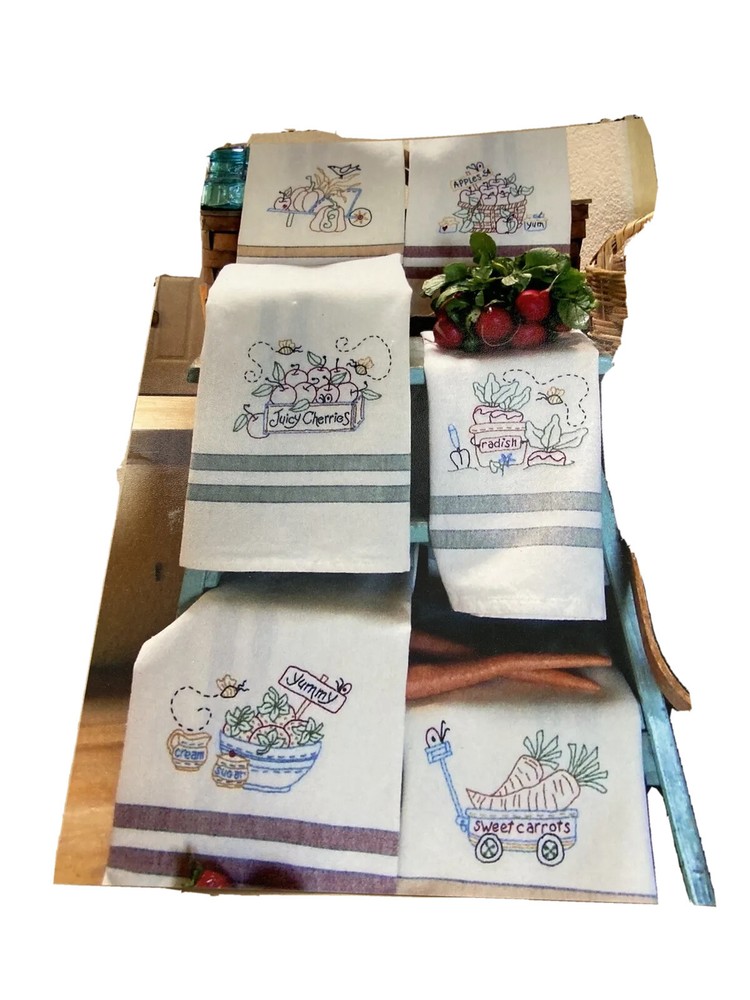 Bird Brain Traceable Embroidery Pattern - FRESH PICKED Tea Towel Easter, Spring