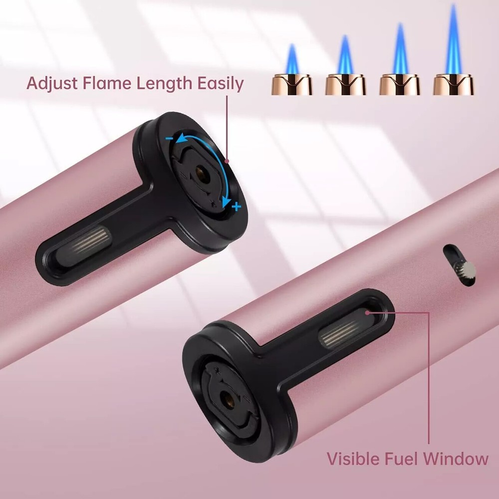 Refillable Butane Torch Lighter Adjustable Pen Lighter Double Flame Lighter Jet