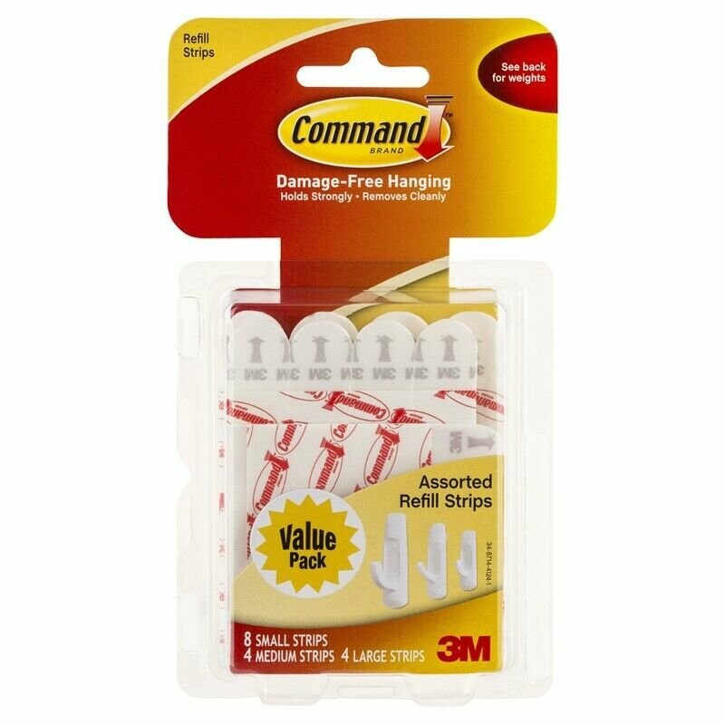 Command™ White Adhesive Assorted Refill Strips - 16 Pack