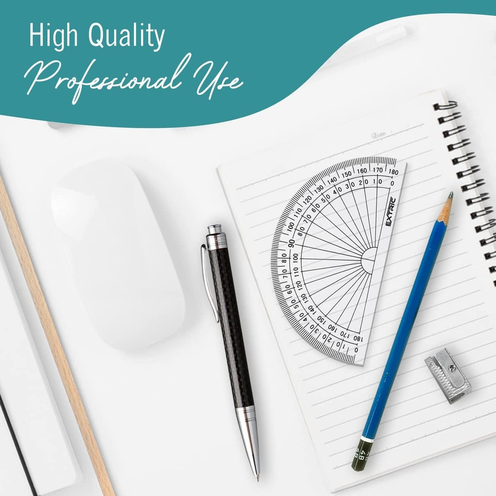 Protractor for Geometry, 4 Inch Clear Plastic Protractor for Woodworking, 2 Coun