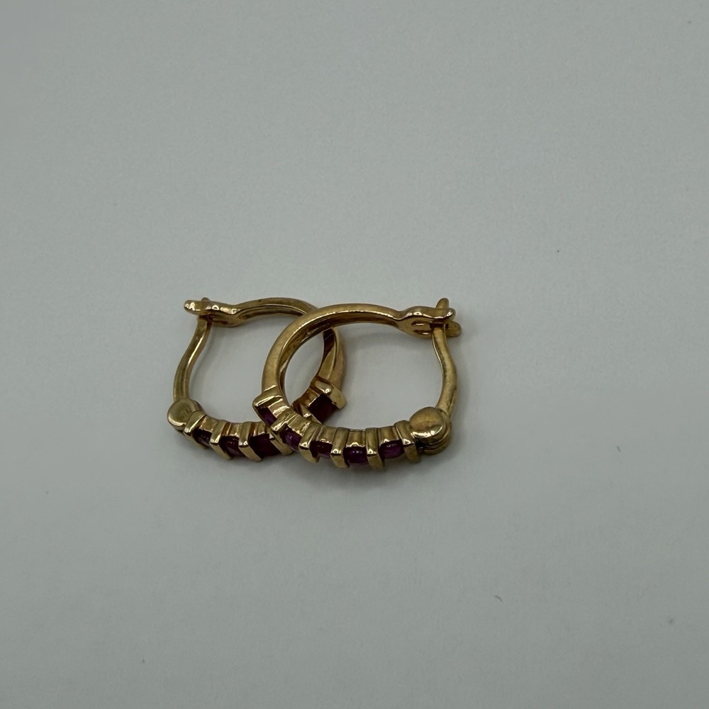 925 Sterling Silver Ruby Earrings Marked Saddleback Closure Vintage Pair