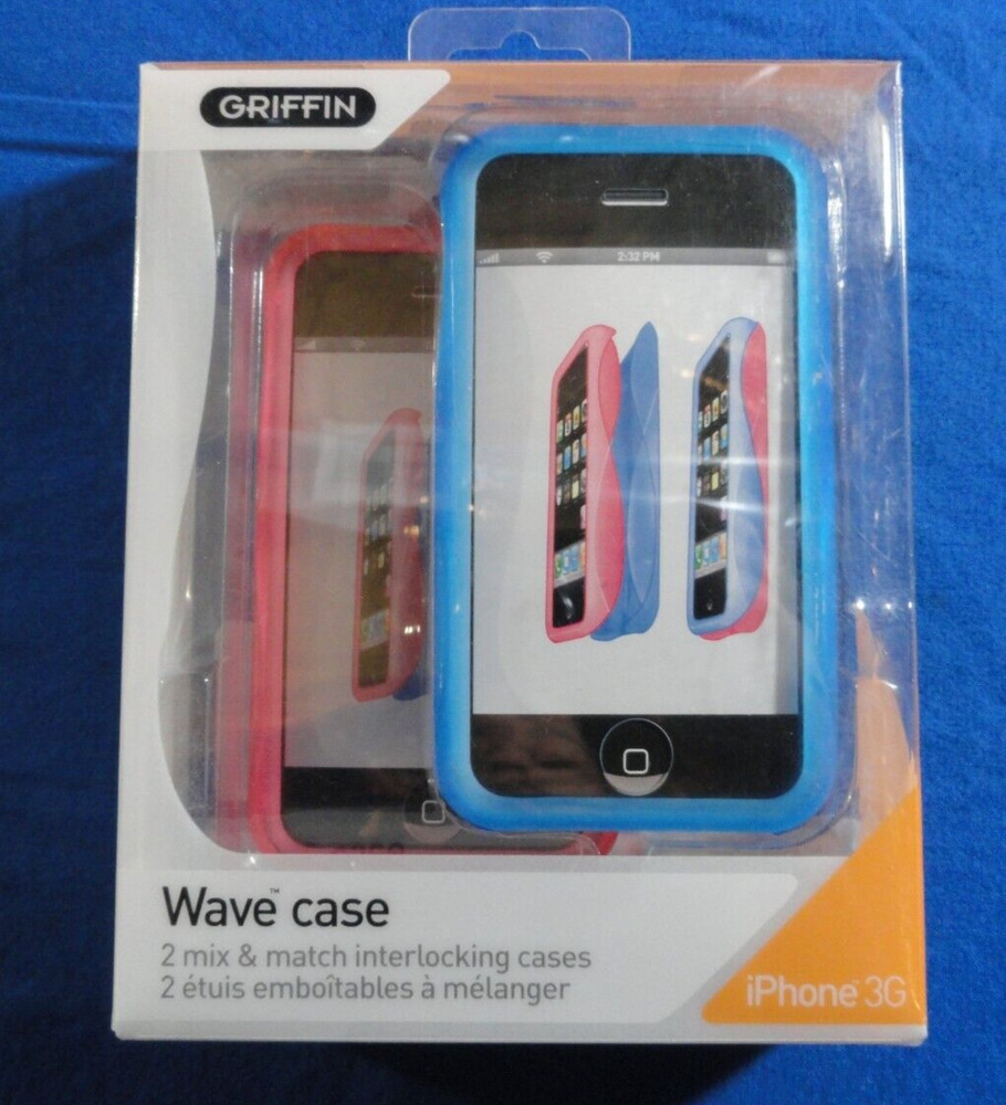 GRIFFIN iPHONE 3G BLUE & PINK WAVE CASE 2 MIX & MATCH INTERLOCKING PHONE CASE