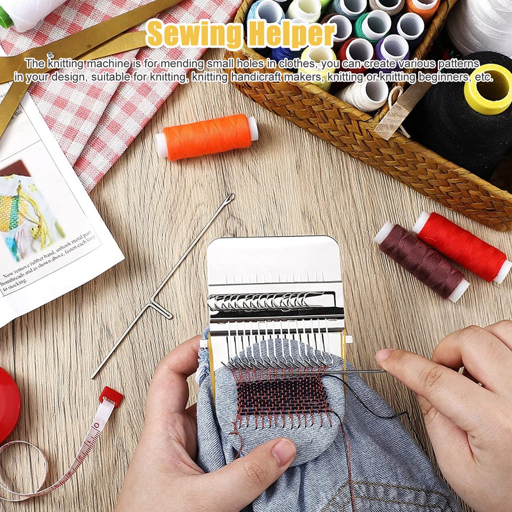 14/28 Hooks Small Loom Speedweve Type Weave Darning Tool with Wood Disc Machine