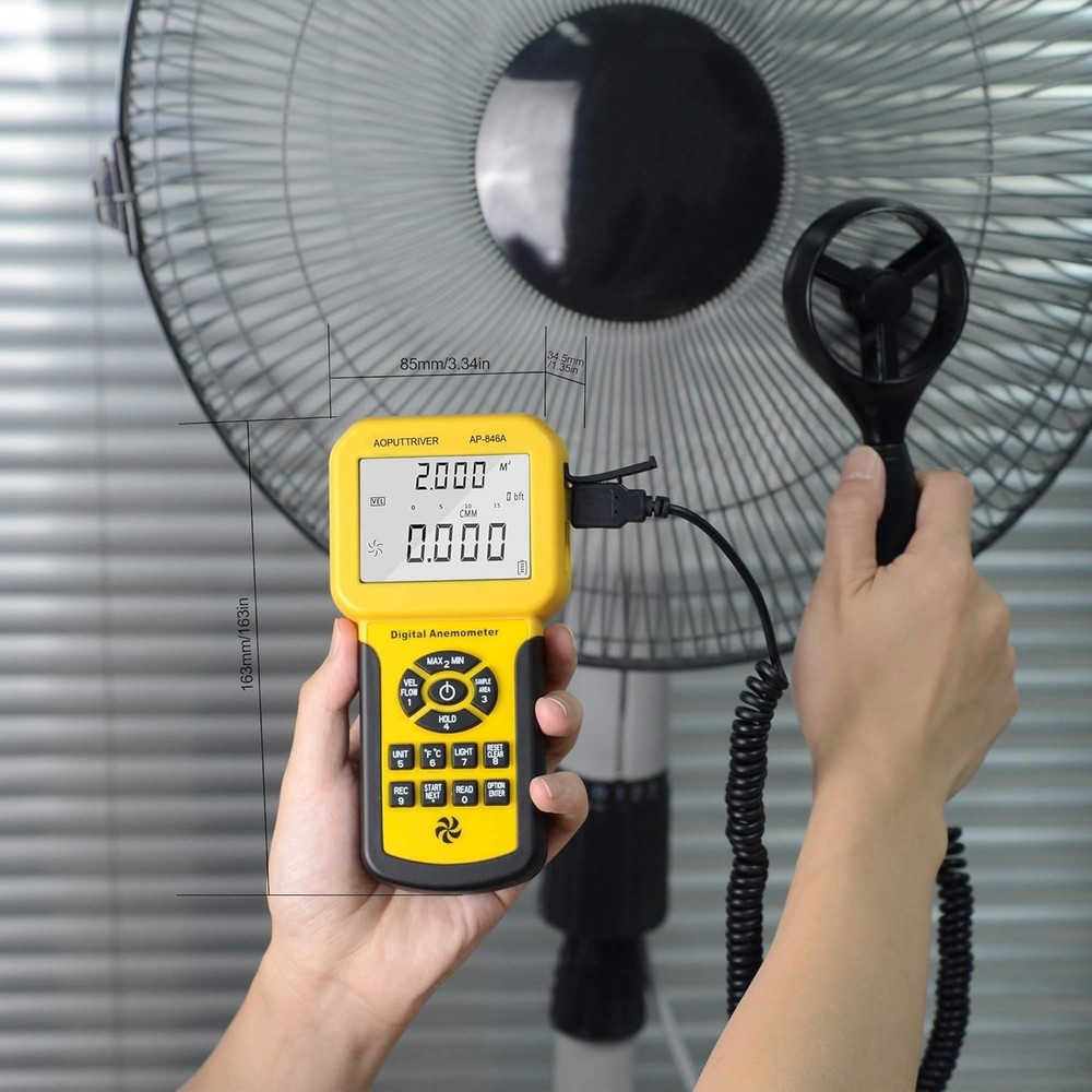 Precision HVAC Anemometer & CFM Meter with Backlight - Wind Speed Up to 100 mph