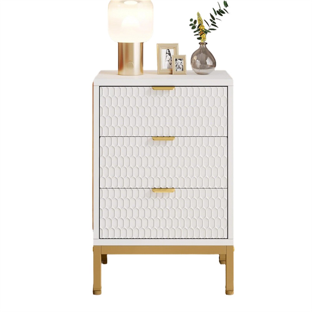 Nightstand Bedside Table Side Table with 3 Glide Drawers