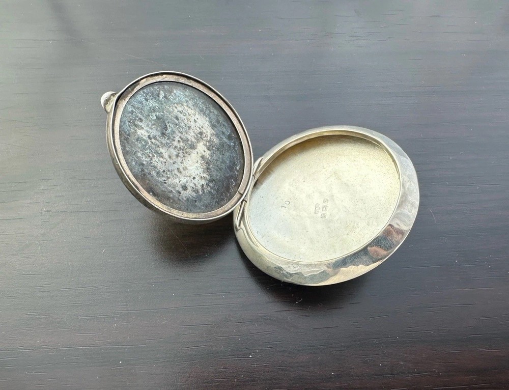 Antique Solid Silver Enamel Rouge Box c.1924